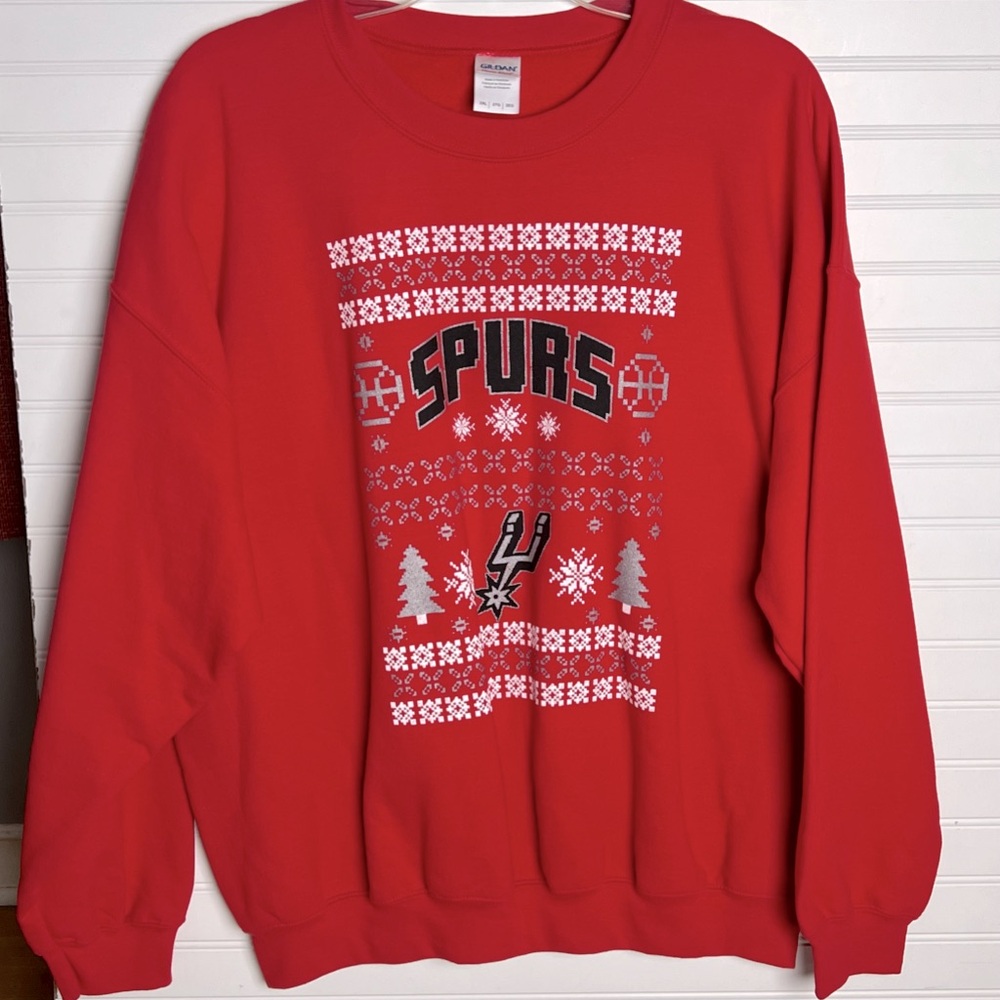NBA San Antonio Spurs Red Fair Isle Holiday Men’s Sweatshirt Size 2X